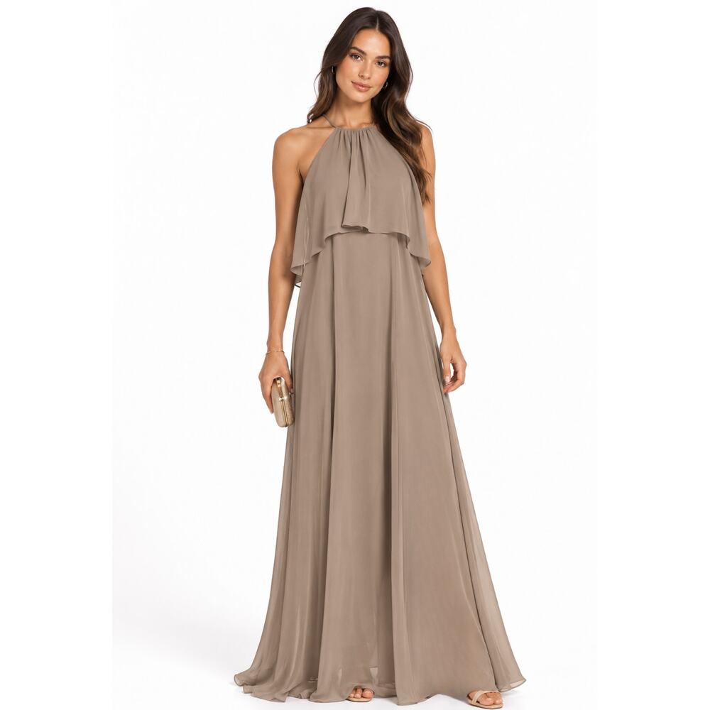 Show Me Your Mumu Aimee Ruffle Maxi Dress Dune Chiffon NWT Size Large